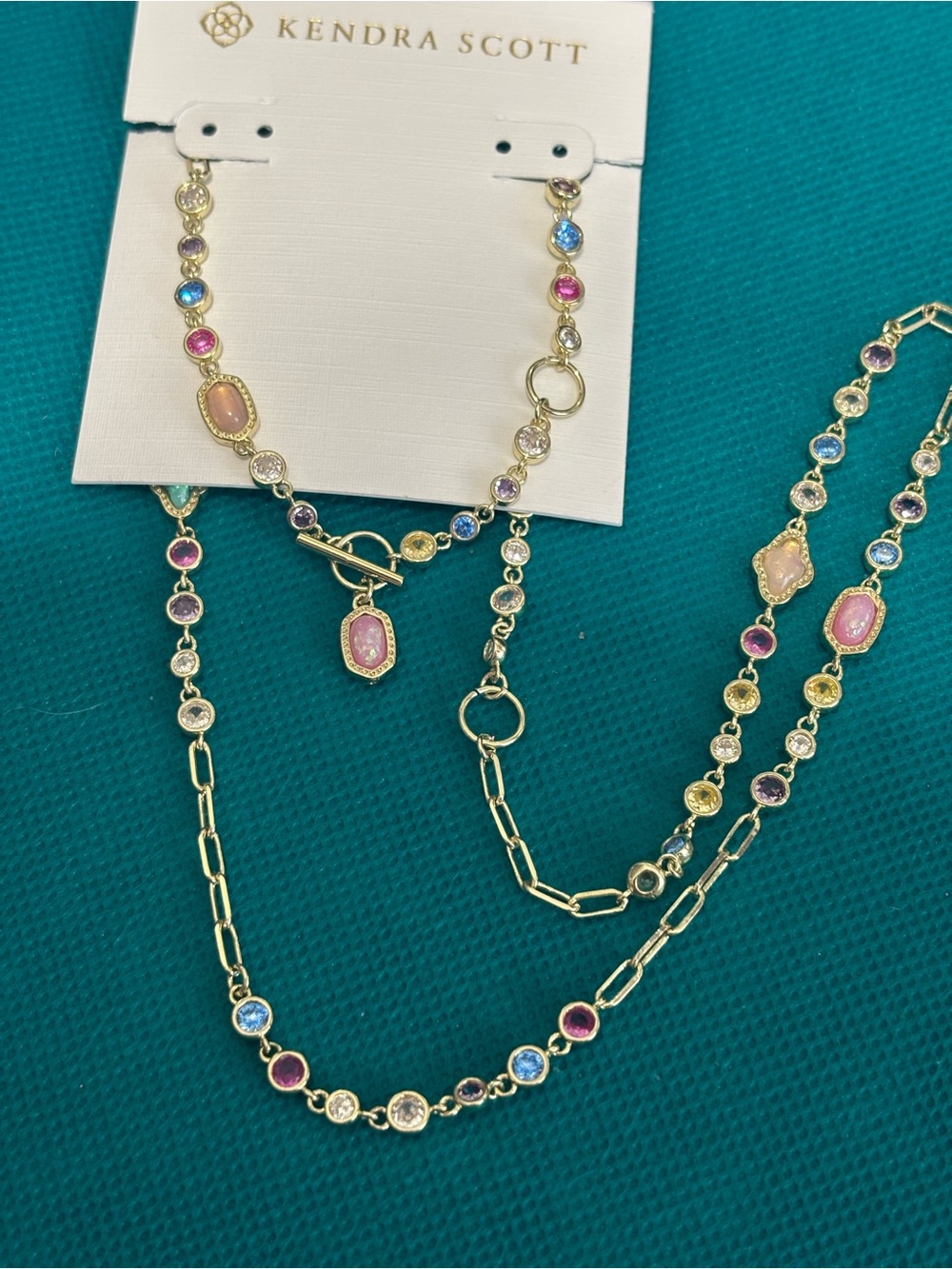 Kendra Scott Gold Multicolor Gemstone Station Necklace